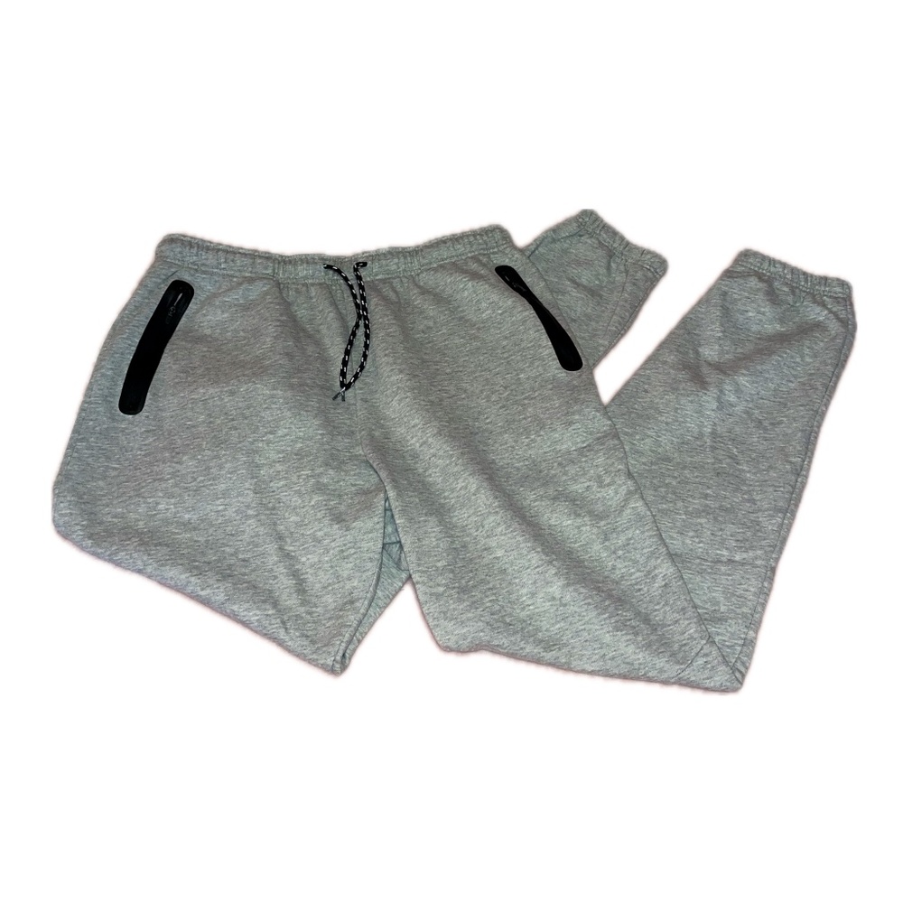 Athletic Works Gray Sweatpants with Black Zippers (Large)